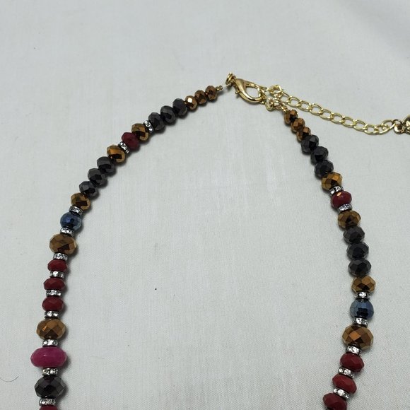 Ali Khan multi glass stone with beads necklace red theme with gift box - Picture 6 of 6